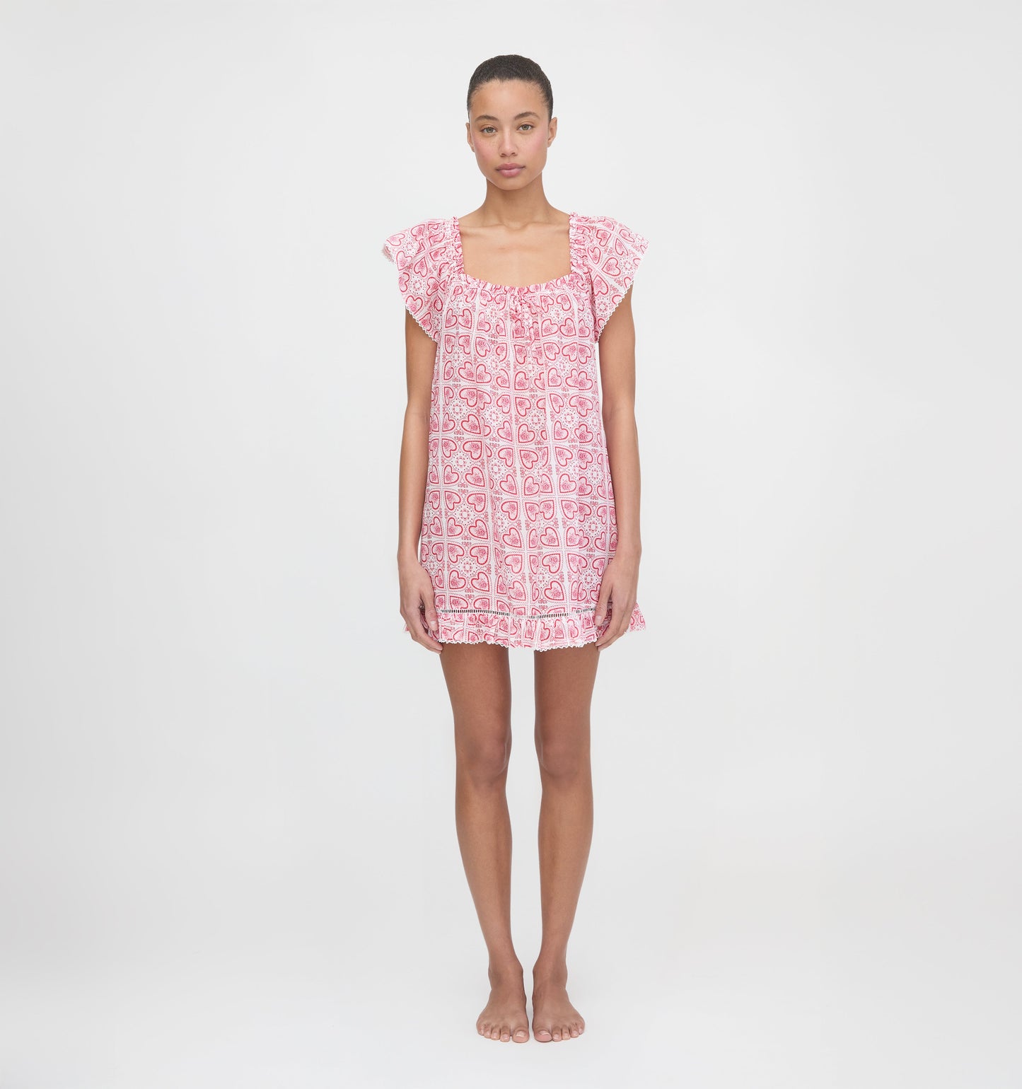 The Lucinda Nightgown - White Patchwork Doily Heart