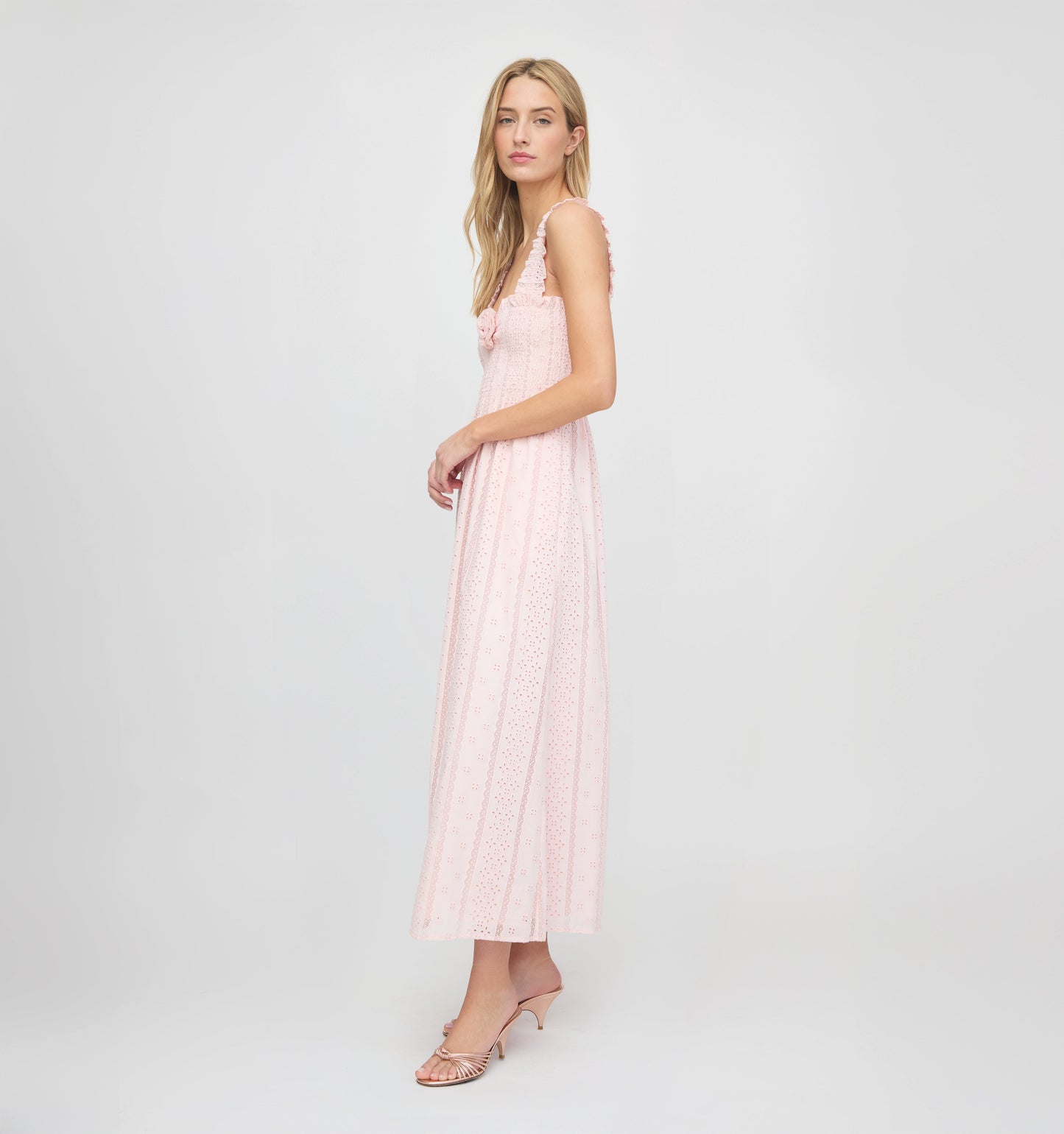 The Rosetta Nap Dress - Pink Broderie Voile