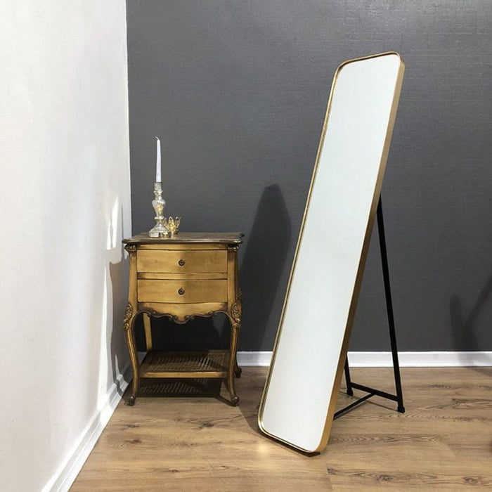 Arlene Cheval Mirror With Minimalist Gold Frame - Reduced To Clear-Renaissance Design Studio