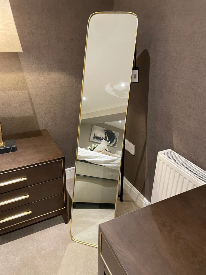 Arlene Cheval Mirror With Minimalist Gold Frame - Reduced To Clear-Renaissance Design Studio