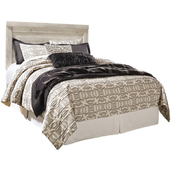 Front right view of Bellaby Whitewash Queen Panel Headboard
