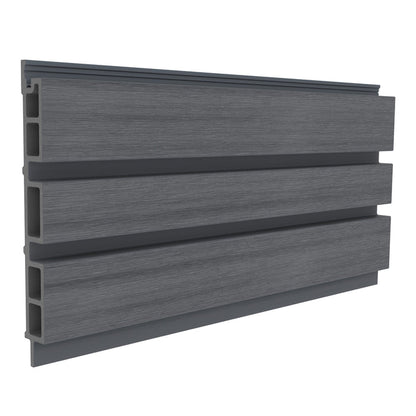 NeoTimber Board and Batten Slatted Composite Cladding Board – Grey – Angled Close Up