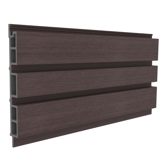 NeoTimber Board and Batten Slatted Composite Cladding Board – Chocolate – Angled Close Up