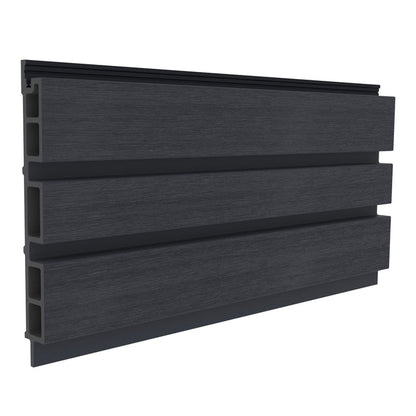 NeoTimber Board & Batten Slatted Composite Cladding Board – Charcoal – Angled Close Up
