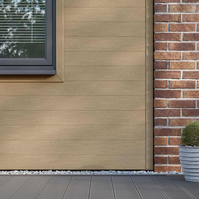 NeoTimber Classic Composite Cladding Board – Teak –  Lifestyle Cladding View