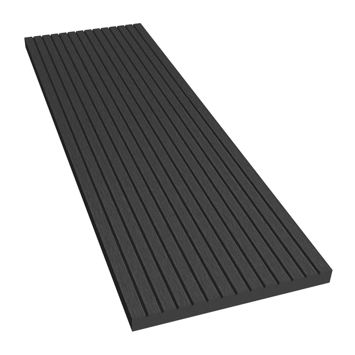 NeoTimber Classic Composite Decking Fascia Board – Charcoal – Angled Close Up - Grooved