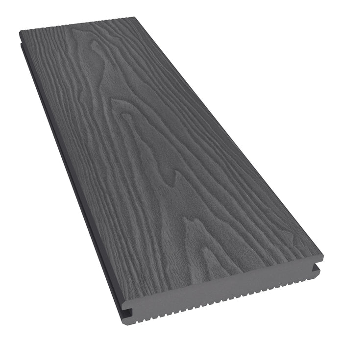 NeoTimber Classic Solid Composite Deck Board – Grey – Angled Close Up - Woodgrain Texture