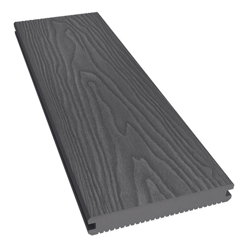 NeoTimber Classic Solid Composite Deck Board – Grey – Angled Close Up - Woodgrain Texture