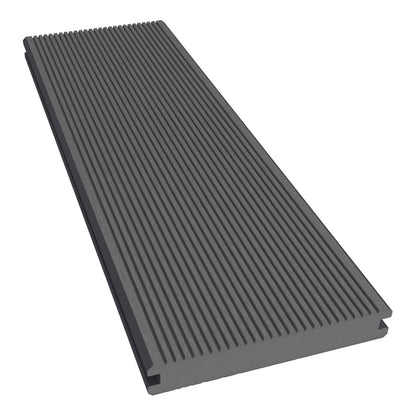 NeoTimber Classic Solid Composite Deck Board – Grey – Angled Close Up - Grooved