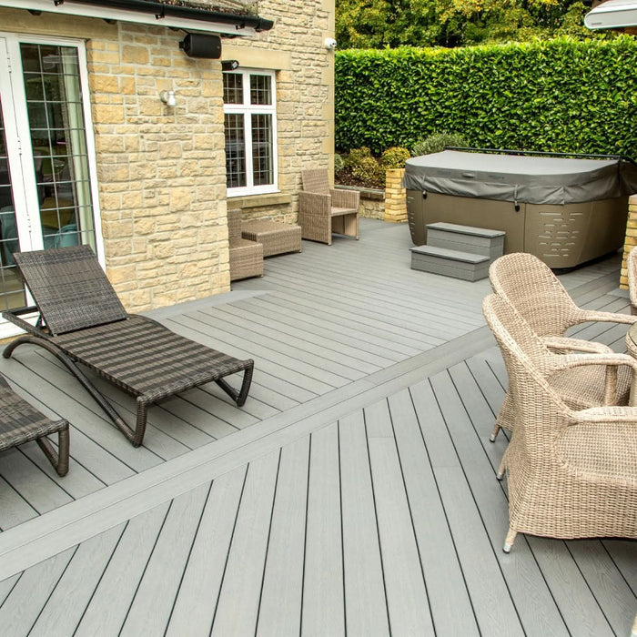 NeoTimber Classic Solid Composite Decking – Grey – Lifestyle Deck View