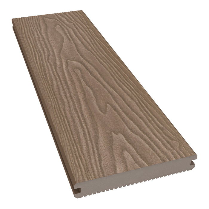 NeoTimber Classic Solid Composite Deck Board – Teak – Angled Close Up - Woodgrain Texture