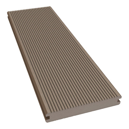 NeoTimber Classic Solid Composite Deck Board – Teak – Angled Close Up - Grooved