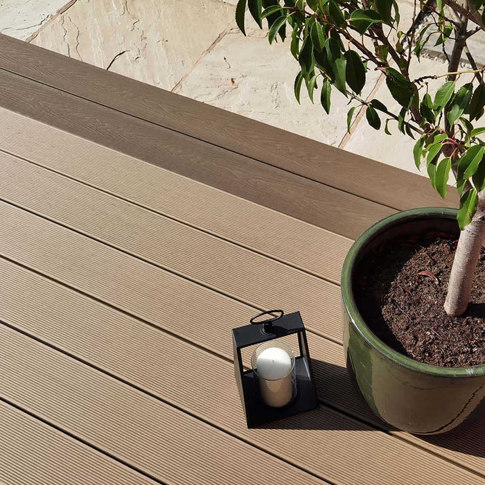 NeoTimber Classic Solid Composite Decking – Teak – Lifestyle Deck View