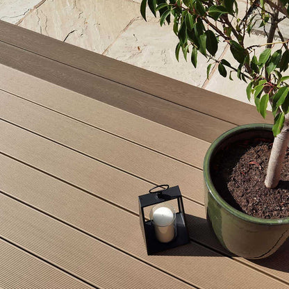 NeoTimber Classic Solid Composite Decking – Teak – Lifestyle Deck View