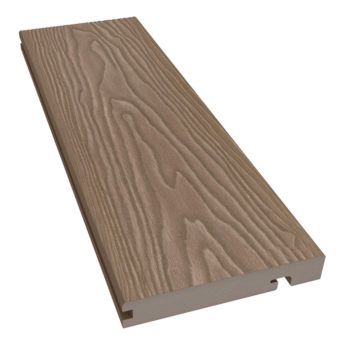 NeoTimber Classic Woodgrain  Composite Decking Edge Board – Teak – Angled Close Up
