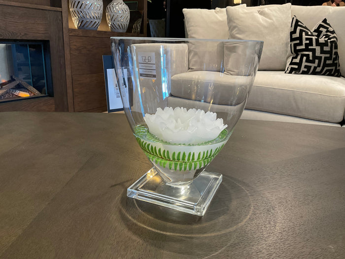 Clear Glass Round Vase on Base-Renaissance Design Studio