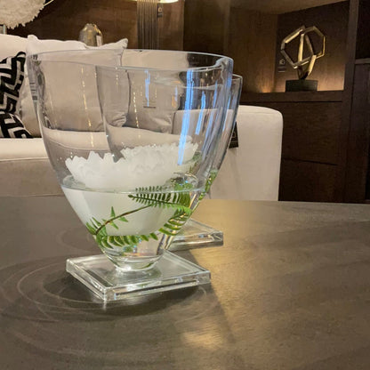 Clear Glass Round Vase on Base-Renaissance Design Studio