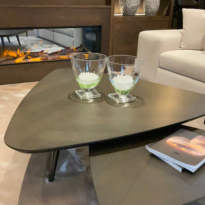 Clear Glass Round Vase on Base-Renaissance Design Studio