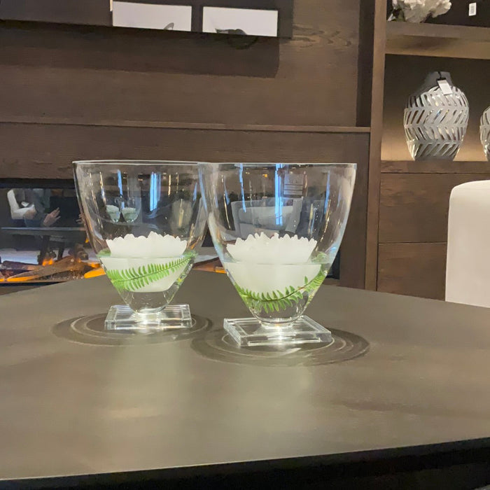Clear Glass Round Vase on Base-Renaissance Design Studio