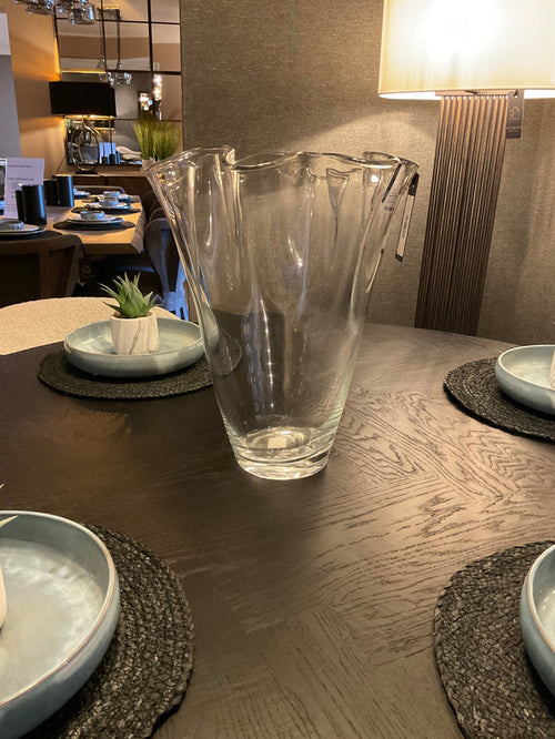 Clear Glass Wavy Top Vase-Renaissance Design Studio