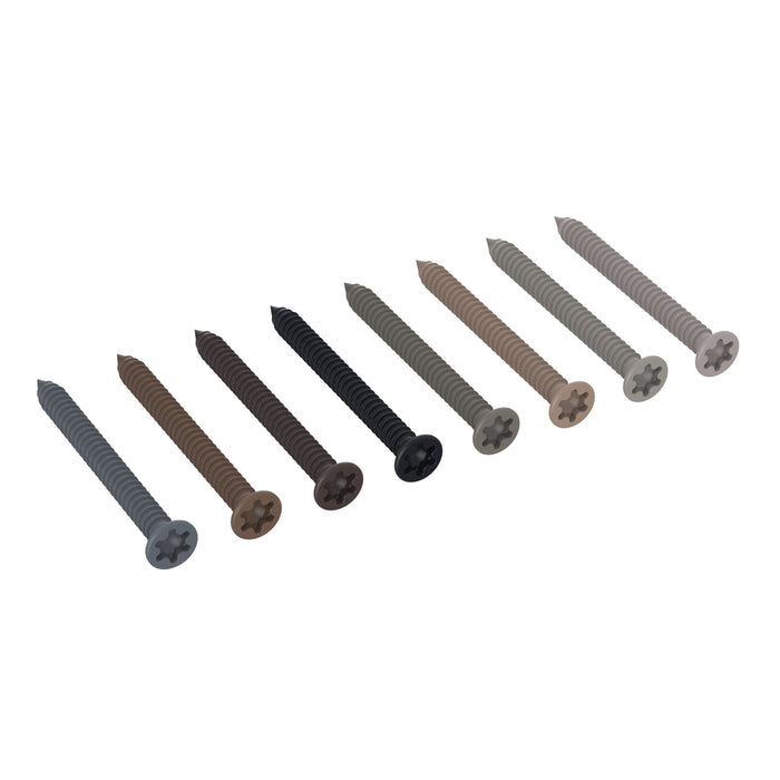NeoTimber Coloured Composite Decking Trim Screws – All Colours – Angled Close Up