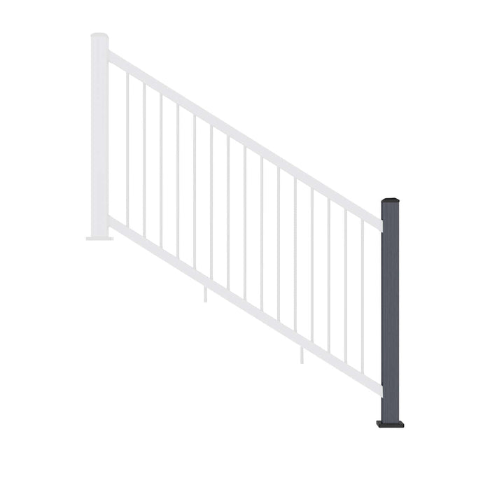 NeoTimber Composite Balustrade Stair Railing Post - Front On - Grey