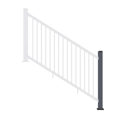 NeoTimber Composite Balustrade Stair Railing Post - Front On - Grey