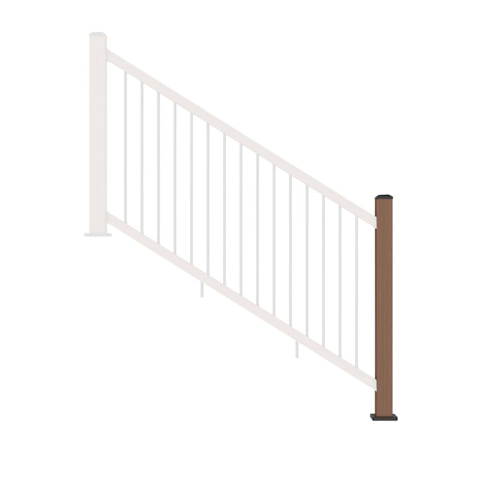 NeoTimber Composite Balustrade Stair Railing Post - Front On - Teak