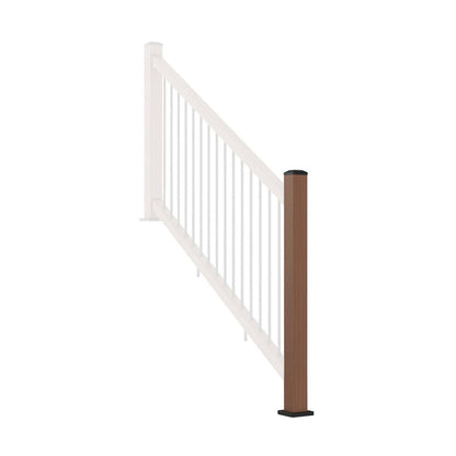 NeoTimber Composite Balustrade Stair Railing Post - Angled - Teak