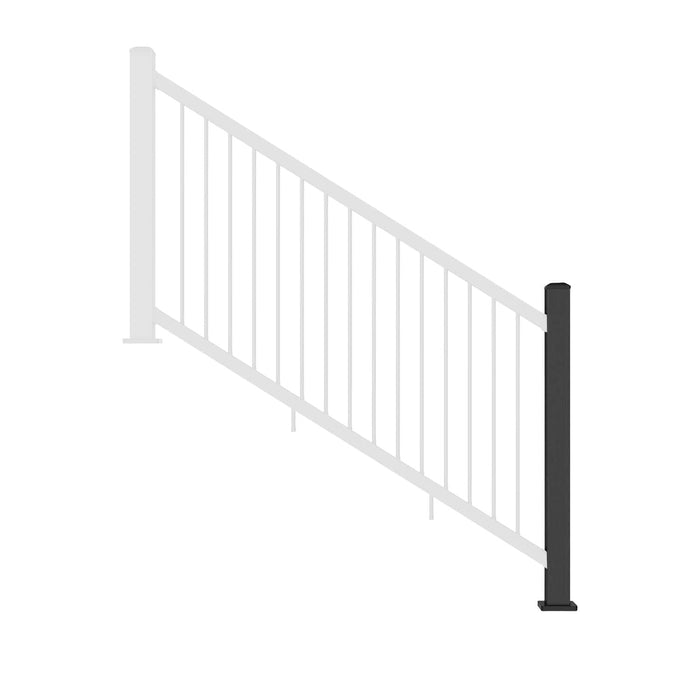 NeoTimber Composite Balustrade Stair Railing Post - Front On - Charcoal Black
