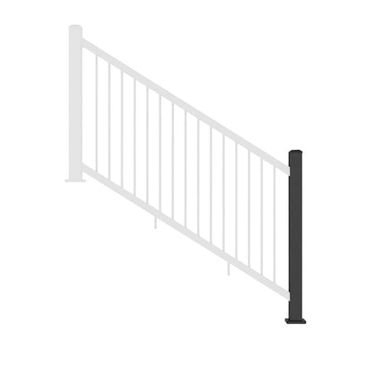 NeoTimber Composite Balustrade Stair Railing Post - Front On - Charcoal Black
