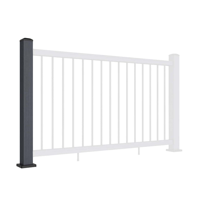 Composite Balustrade Straight Railing Post - Grey - Angled