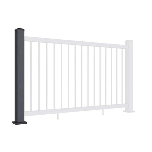 Composite Balustrade Straight Railing Post - Grey - Angled
