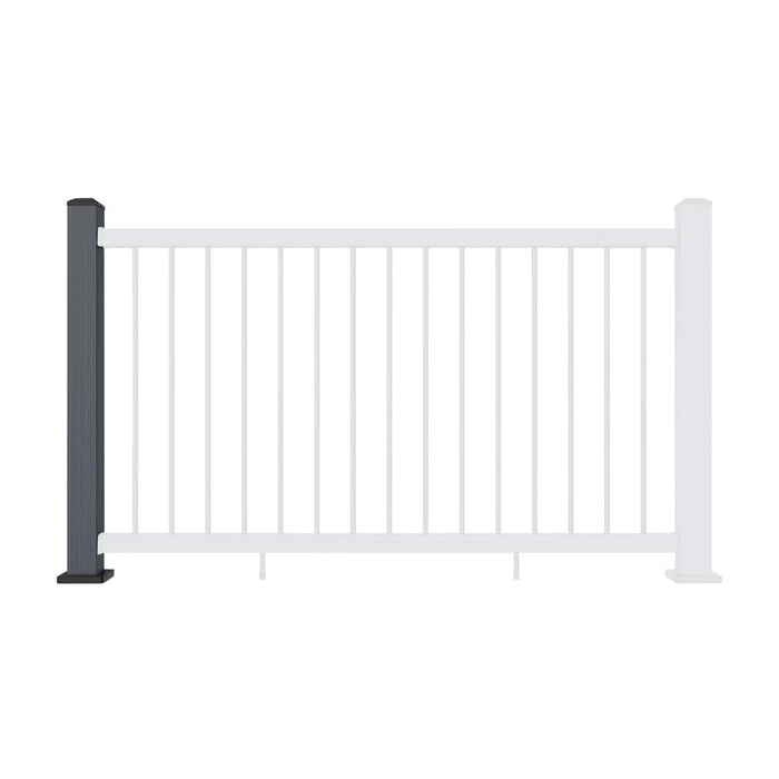 Composite Balustrade Straight Railing Post - Grey - Straight On