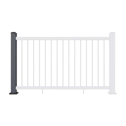 Composite Balustrade Straight Railing Post - Grey - Straight On