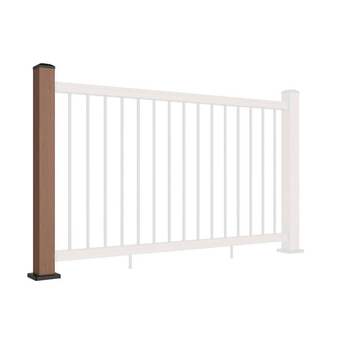 Composite Balustrade Straight Railing Post - Teak - Angled