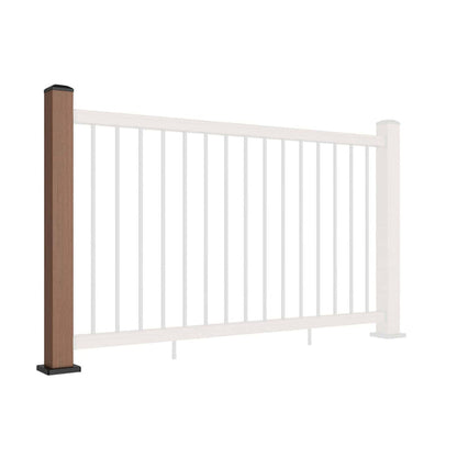 Composite Balustrade Straight Railing Post - Teak - Angled
