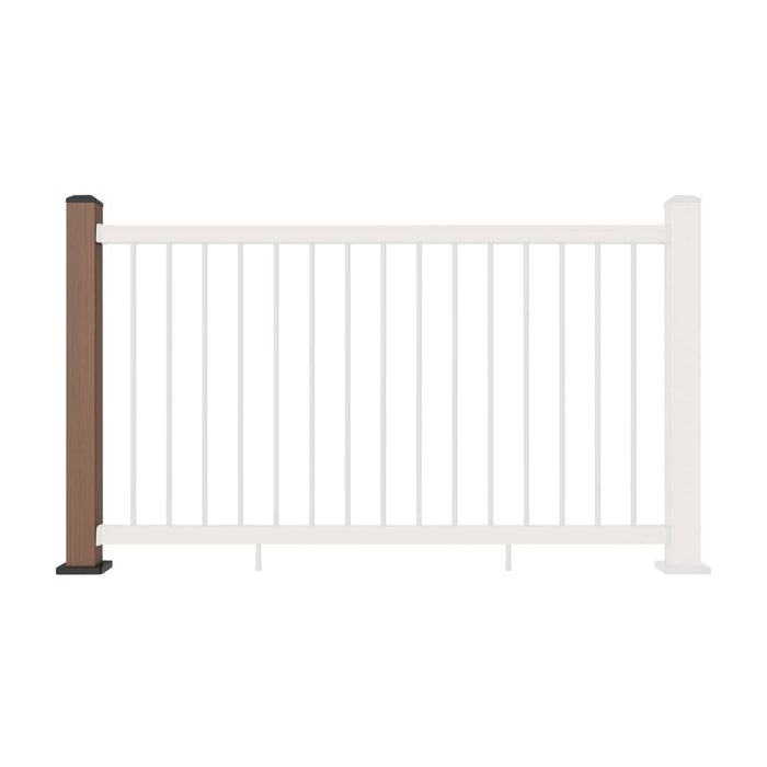 Composite Balustrade Straight Railing Post - Teak - Straight On
