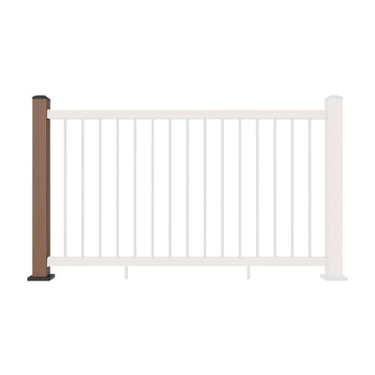 Composite Balustrade Straight Railing Post - Teak - Straight On