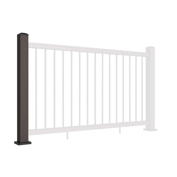 Composite Balustrade Straight Railing Post - Chocolate Brown - Angled