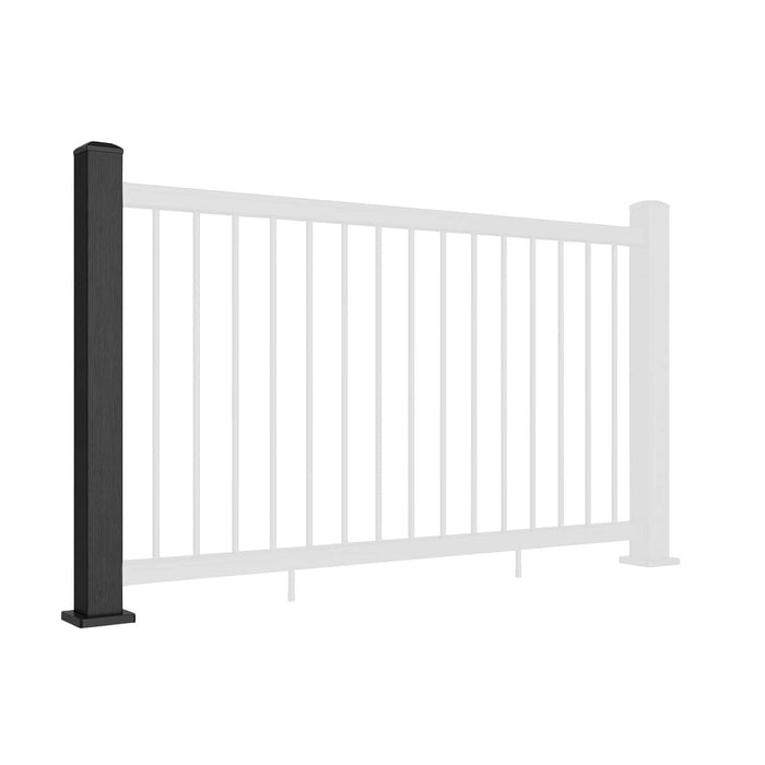 Composite Balustrade Straight Railing Post - Charcoal Black - Angled