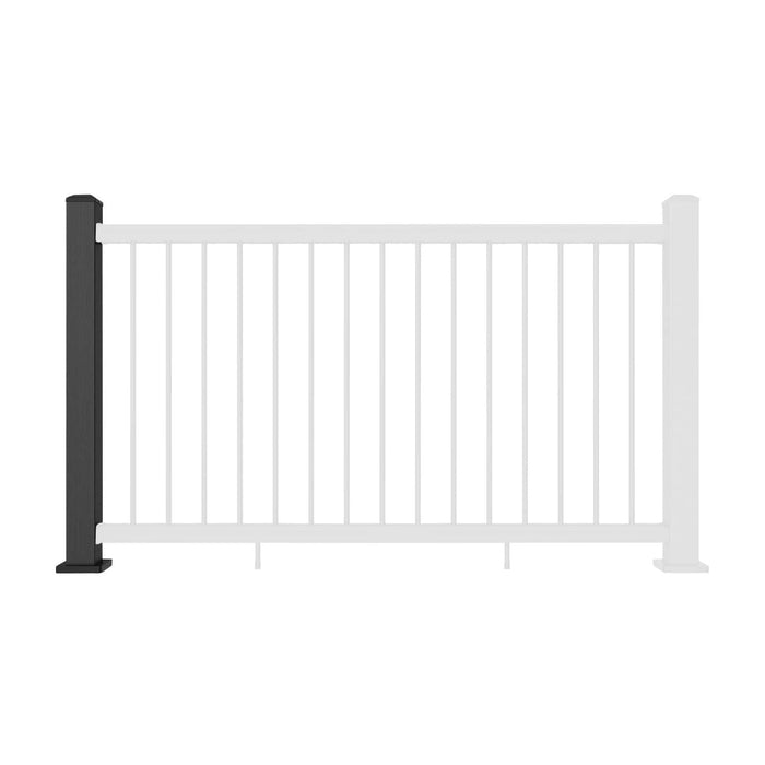 Composite Balustrade Straight Railing Post - Charcoal Black - Straight On