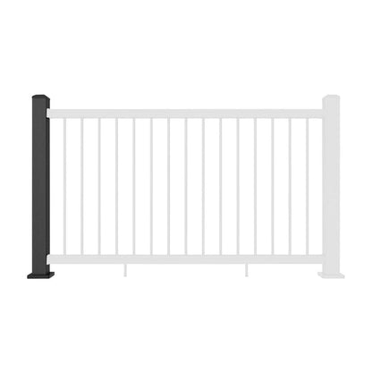 Composite Balustrade Straight Railing Post - Charcoal Black - Straight On