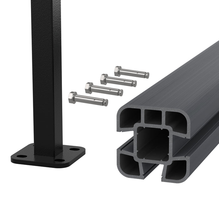 NeoTimber Composite Fence Post Set - Hard Ground - Grey - Angled Close Up