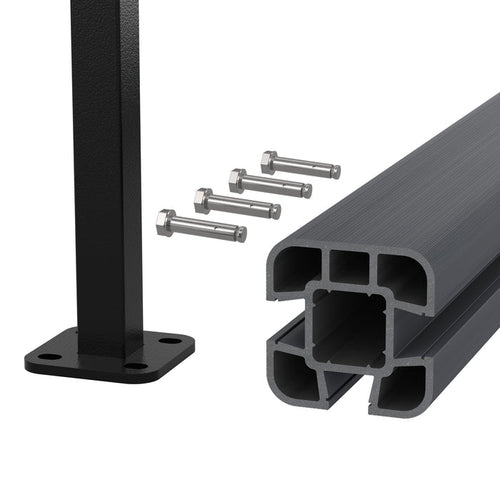 NeoTimber Composite Fence Post Set - Hard Ground - Grey - Angled Close Up