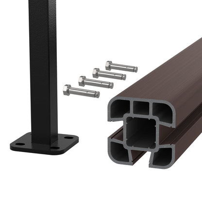 NeoTimber Composite Fence Post Set - Hard Ground - Chocolate - Angled Close Up