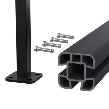 NeoTimber Composite Fence Post Set - Hard Ground - Charcoal - Angled Close Up