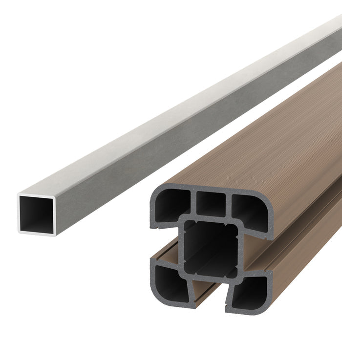 NeoTimber Composite Fence Post Set - Soft Ground - Oak - Angled Close-Up