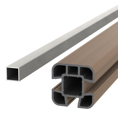 NeoTimber Composite Fence Post Set - Soft Ground - Oak - Angled Close-Up