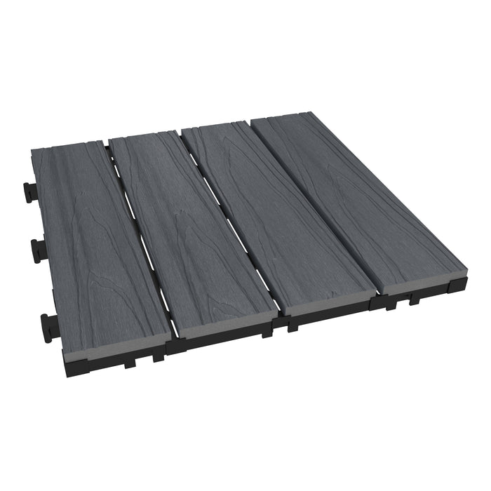 NeoTimber Deluxe Composite Deck Tiles – Grey – Angled Close Up